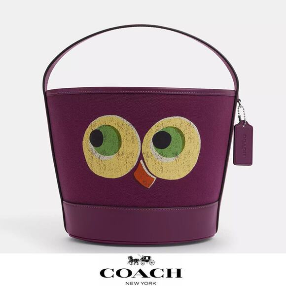 ❤️ Coach Trick Or Treat Bucket With Halloween Owl In Regenerative Cotton - Picture 1 of 8